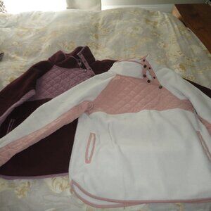 Abercrombie& Fitch fleece sweater/mock neck/L/2/pink/burgundy/snap/pullover